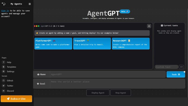 AgentGPT - AI Assistant Tool