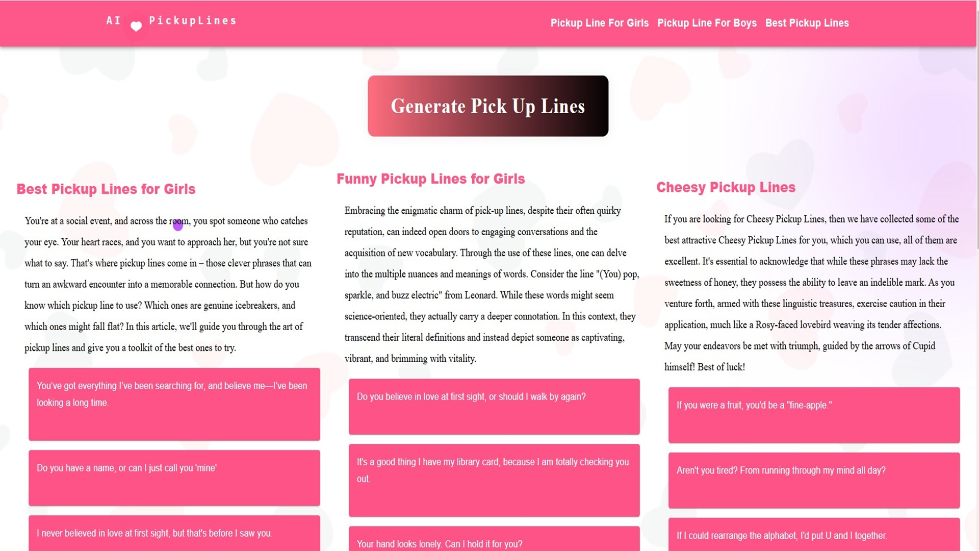 AiPickupLines | AllAiWebsite