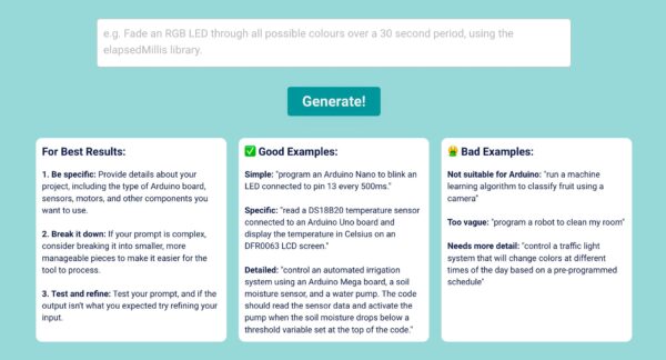 Duino Code Generator: Generate Arduino Codes | AllAIWebsite