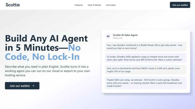 No-Code AI Agent Builder | Scottie | AllAiWebsite