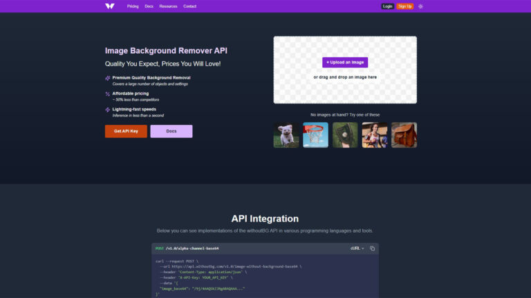 WithoutBG API | AllAiWebsite