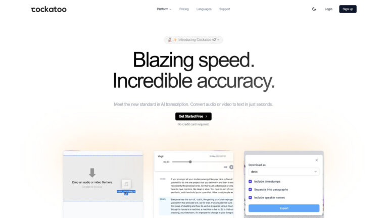 AI Transcription Platform | Cockatoo | AllAiWebsite