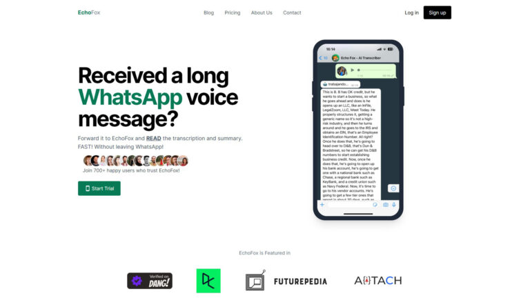 AI Voice Message Transcription | EchoFox | AllAiWebsite