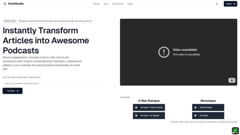 AI Article to Podcast Conversion | EchoReads | AllAiWebsite