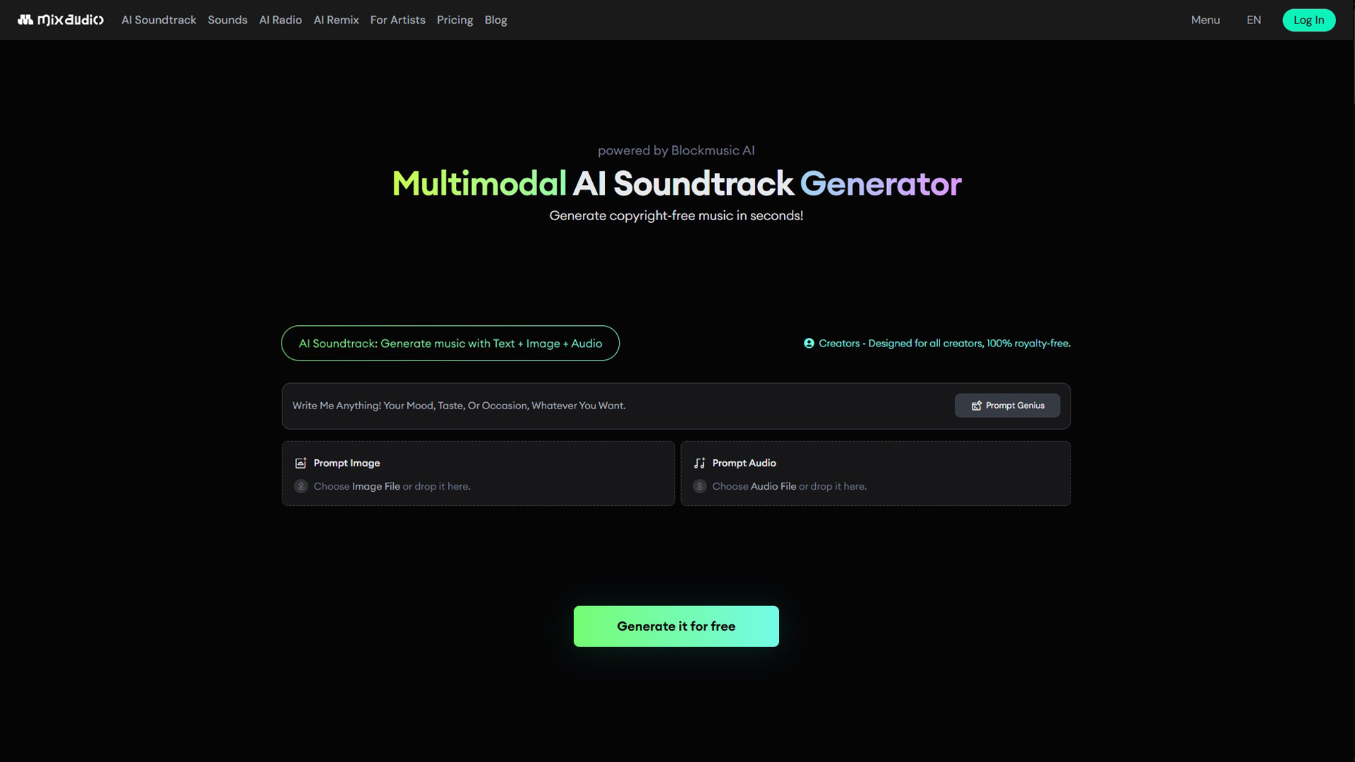 AI Music Generation | MixAudio | AllAiWebsite