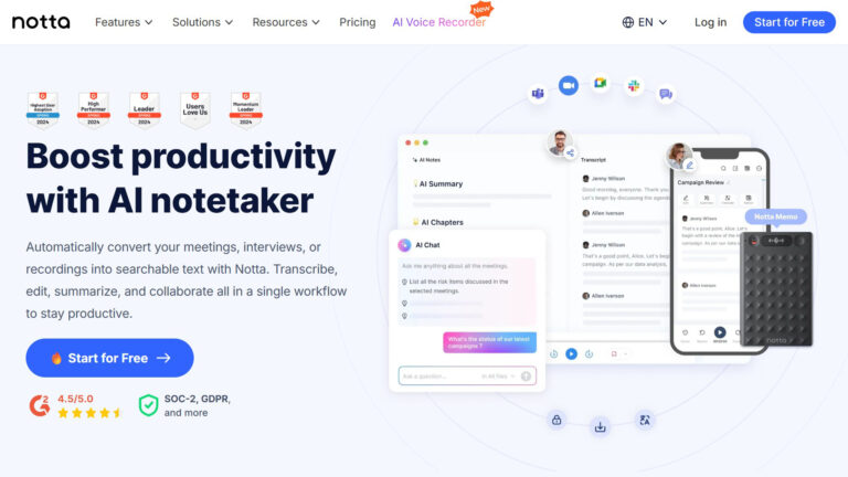 AI Transcription Tool | Notta | AllAiWebsite