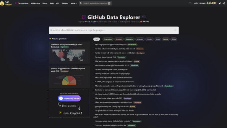 Open Source Analytics | OSS Insight | AllAiWebsite