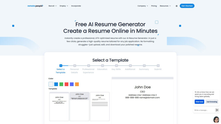 Free AI Resume Generator | RemotePeople AI Resume Generator | AllAiWebsite
