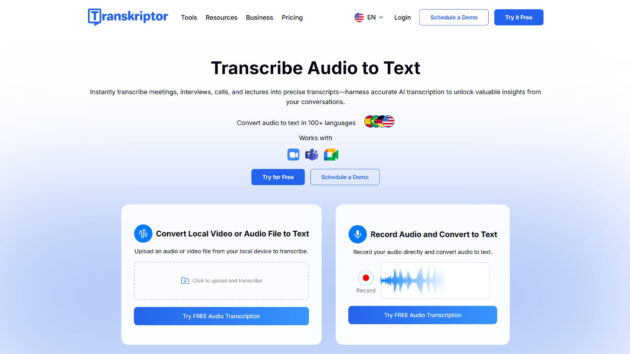 AI Transcription Platform | Transkriptor | AllAiWebsite