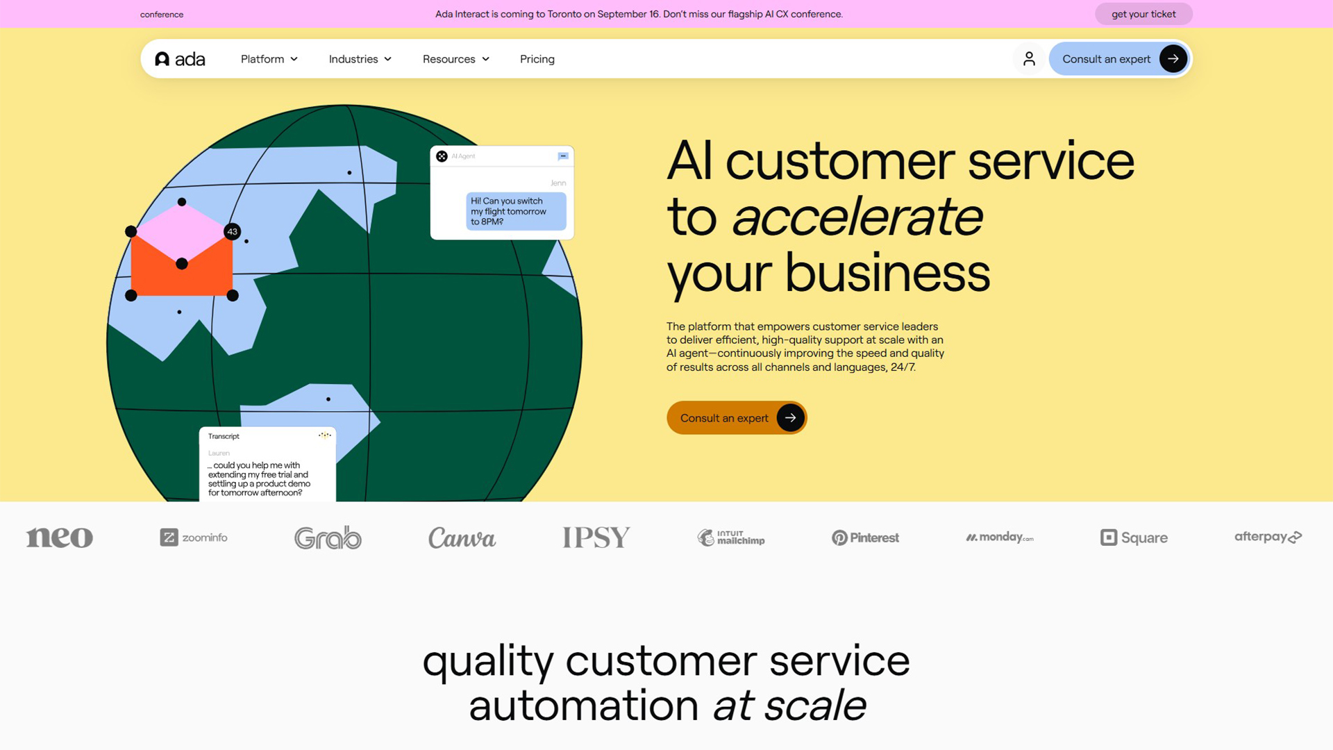AI Customer Service Platform | Ada | AllAiWebsite