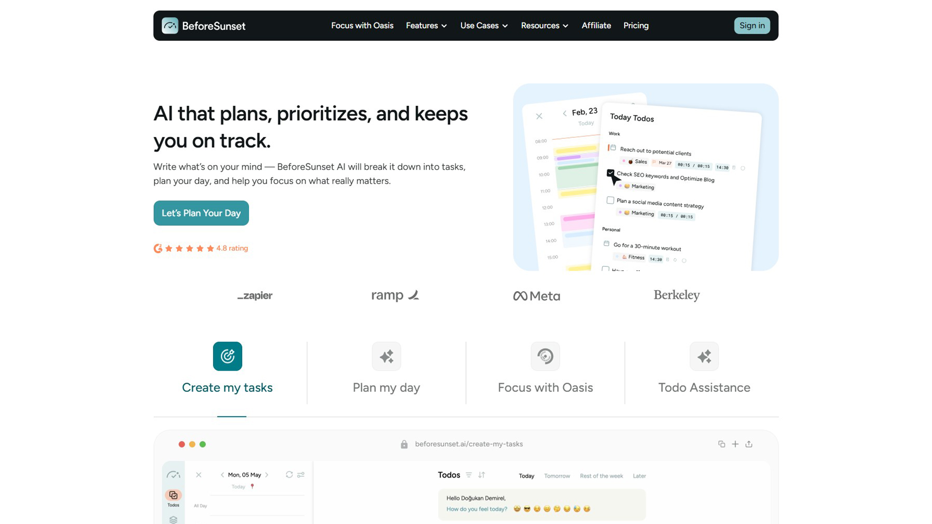 AI Daily Planner | BeforeSunset | AllAiWebsite