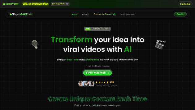 AI Short Video Creator | ShortMake | AllAiWebsite