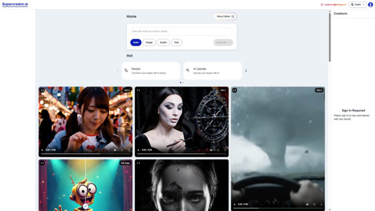 AI Video Creation App | SuperCreator | AllAiWebsite