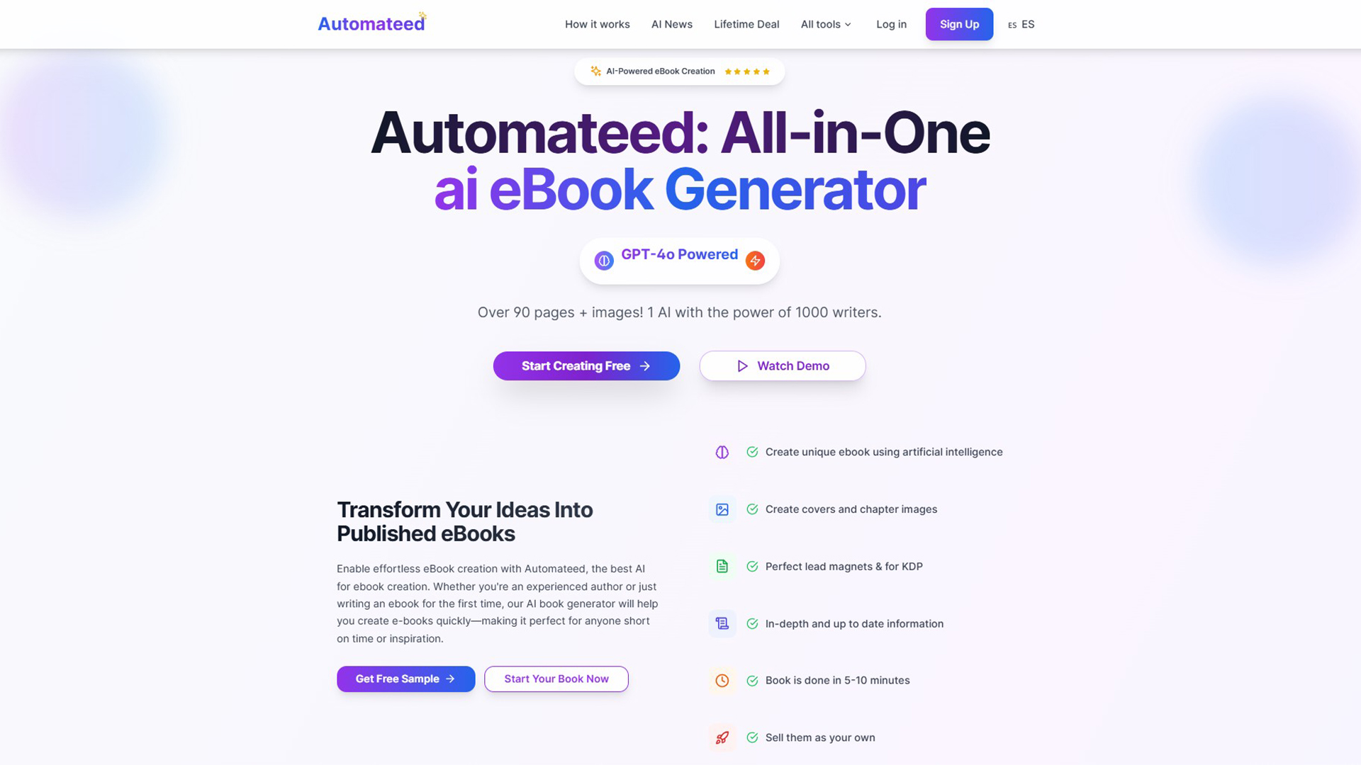 AI eBook generator | Automateed | AllAiWebsite