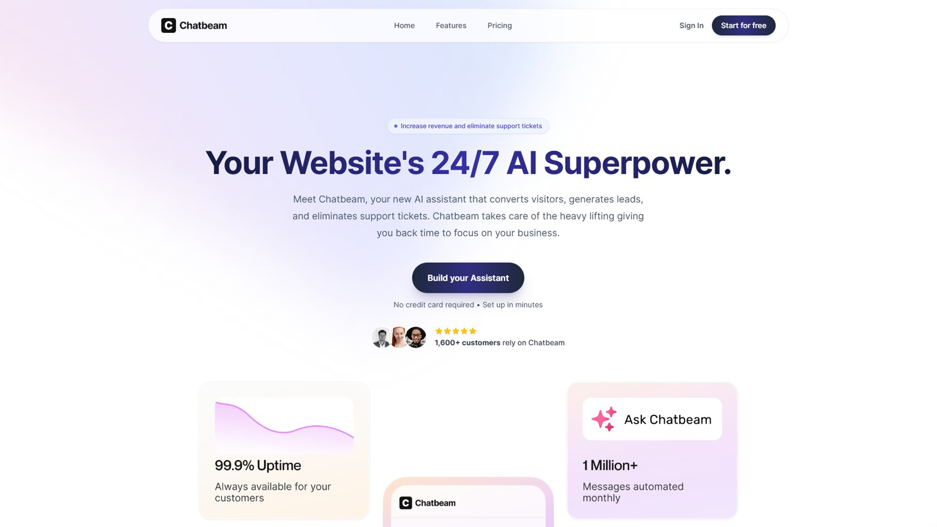 AI Customer Support Assistant | Chatbeam | AllAiWebsite