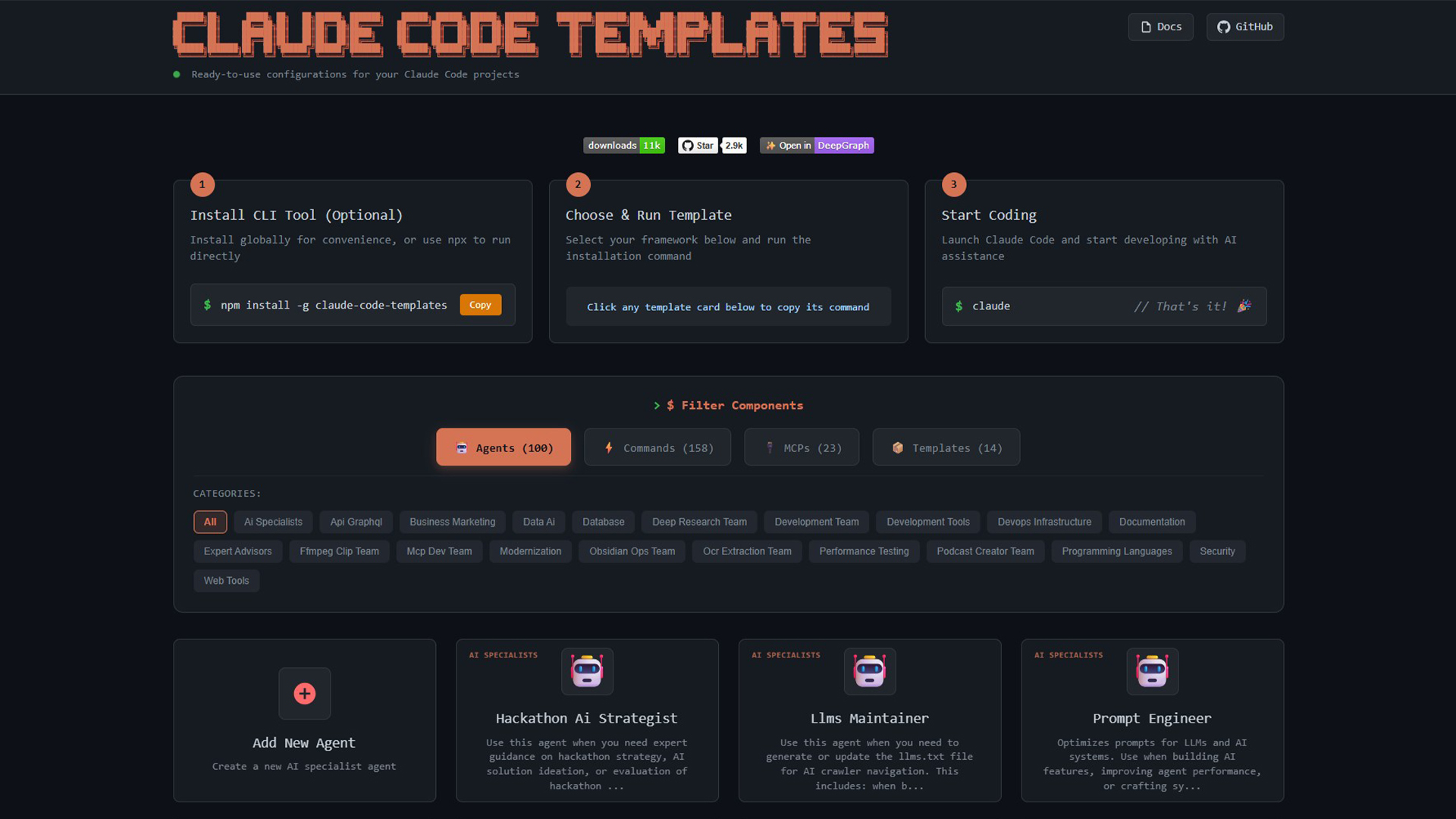 AI Coding Assistant | Claude Code Templates | AllAiWebsite