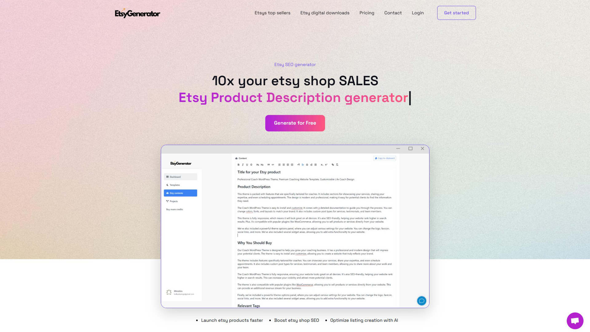 AI product description generator | EtsyGenerator | AllAiWebsite