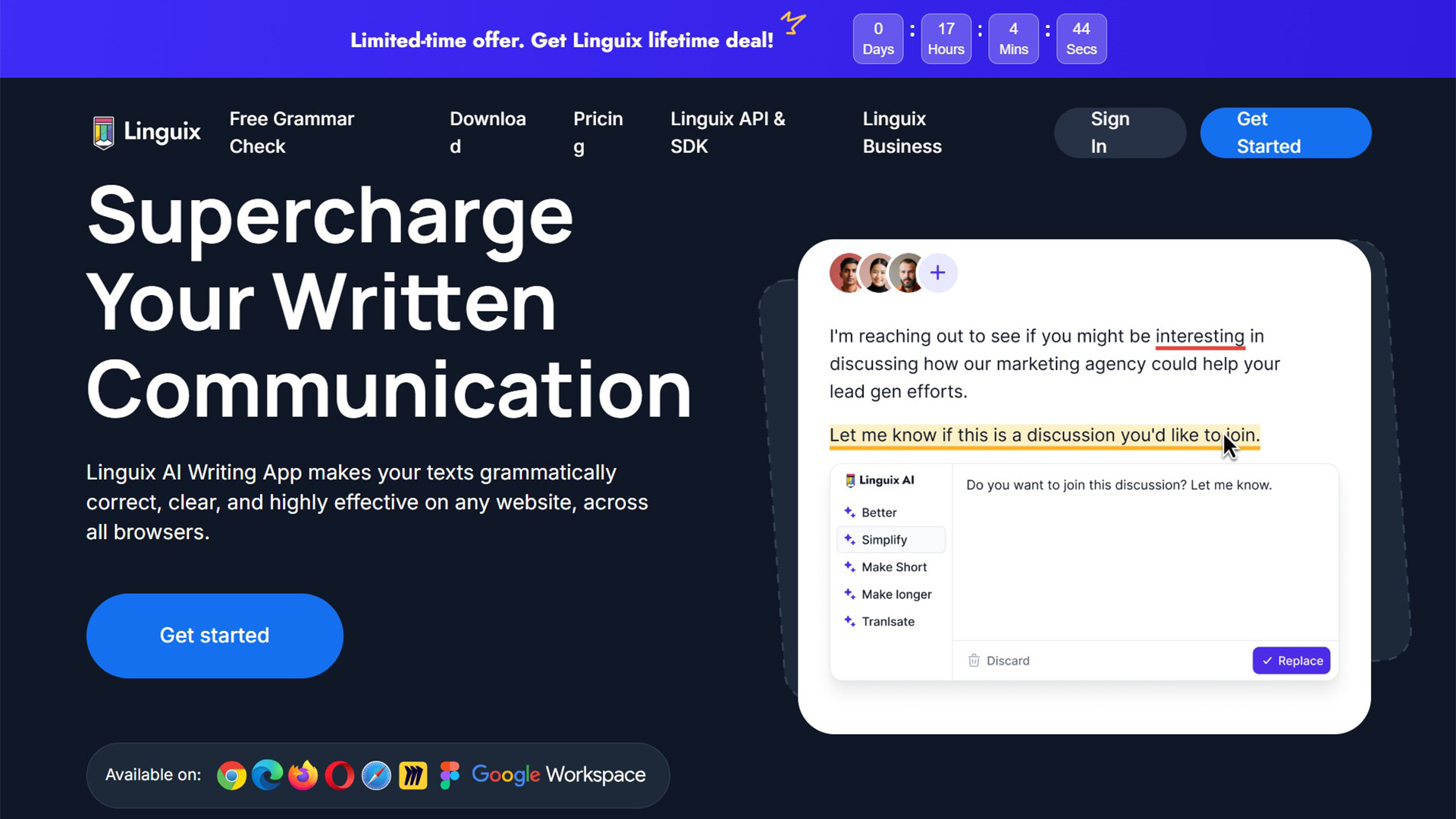 AI writing assistant | Linguix | AllAiWebsite