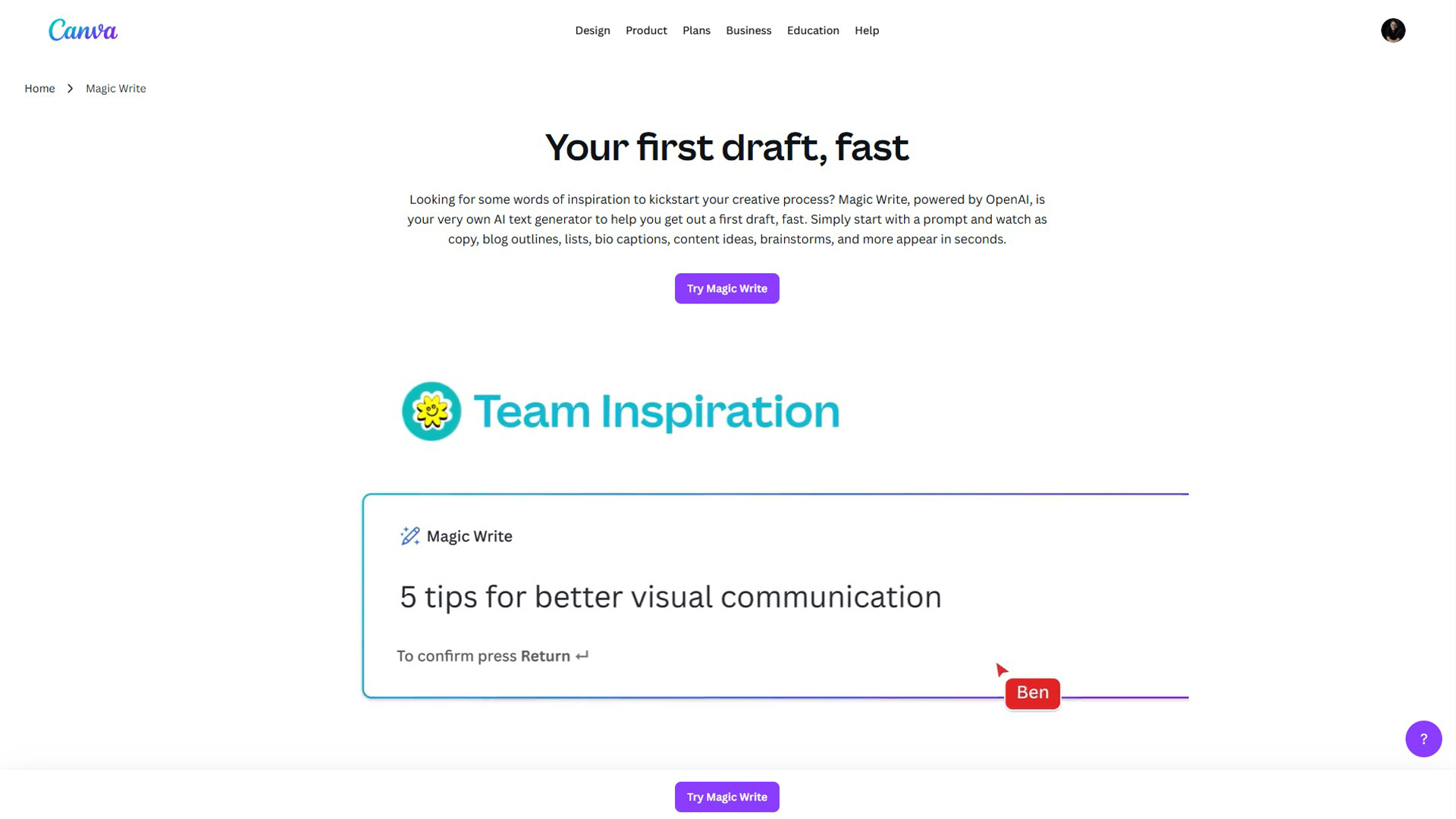 AI writing assistant | Magic Write | AllAiWebsite