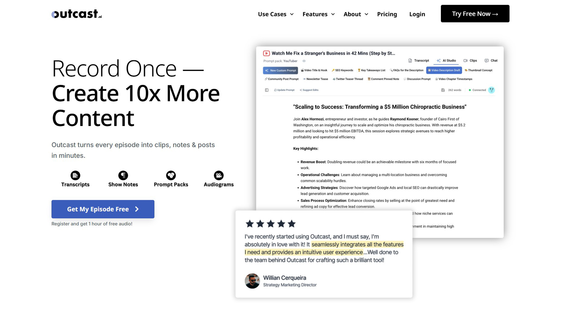 AI content repurposing | Outcast AI | AllAiWebsite