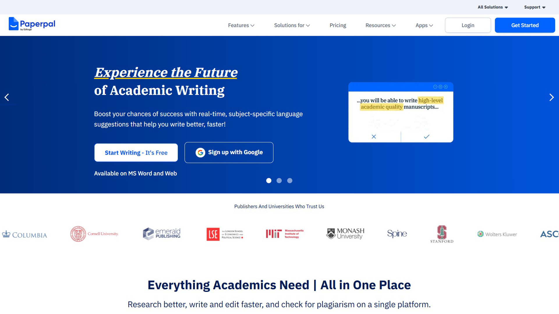 AI writing assistant | Paperpal | AllAiWebsite