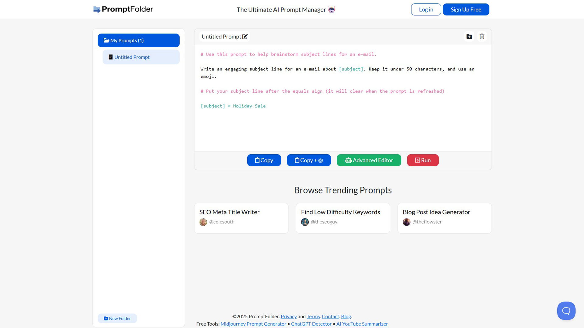 AI prompt manager | PromptFolder | AllAIWebsite