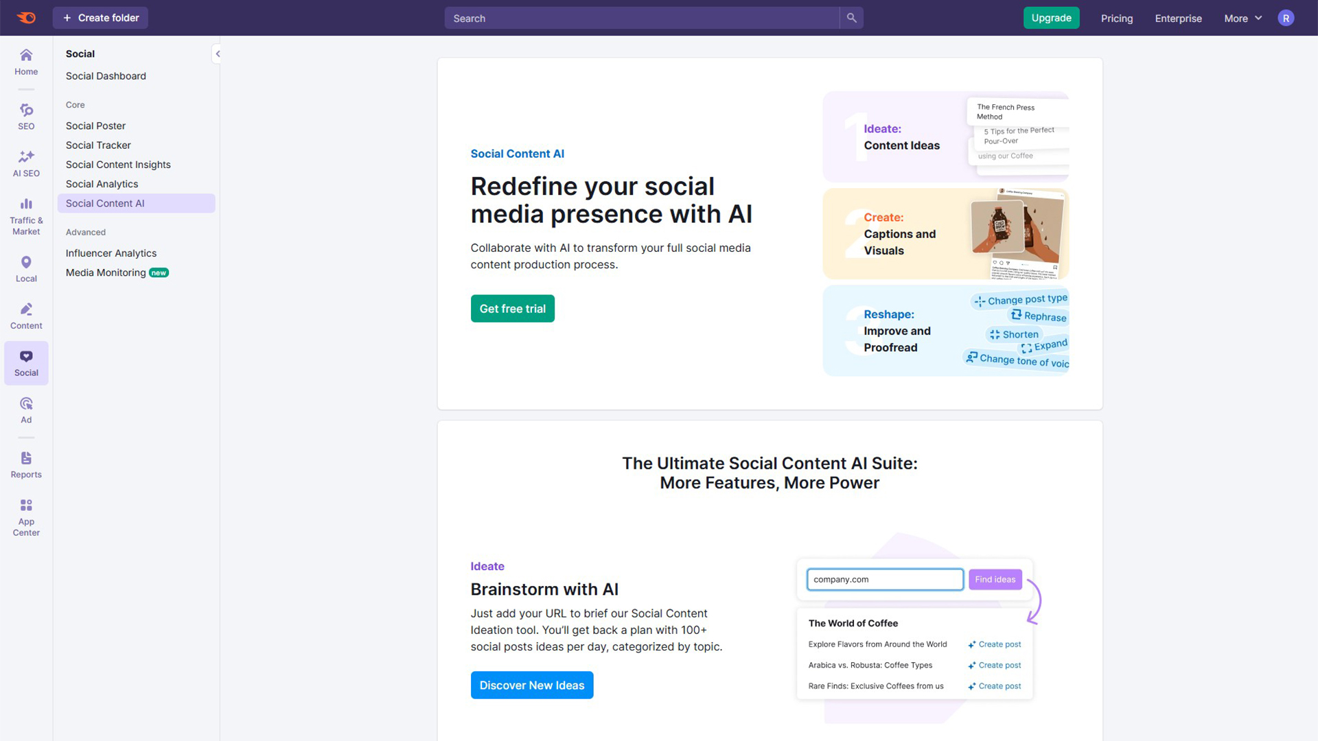 AI social media | Semrush Social Content AI | AllAIWebsite