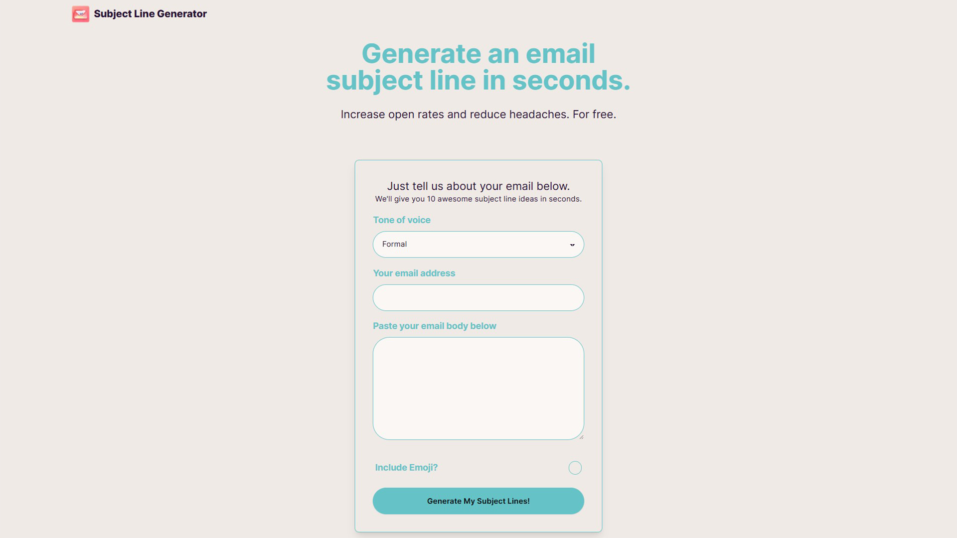 email subject line generator | Subject Line Generator | AllAIWebsite