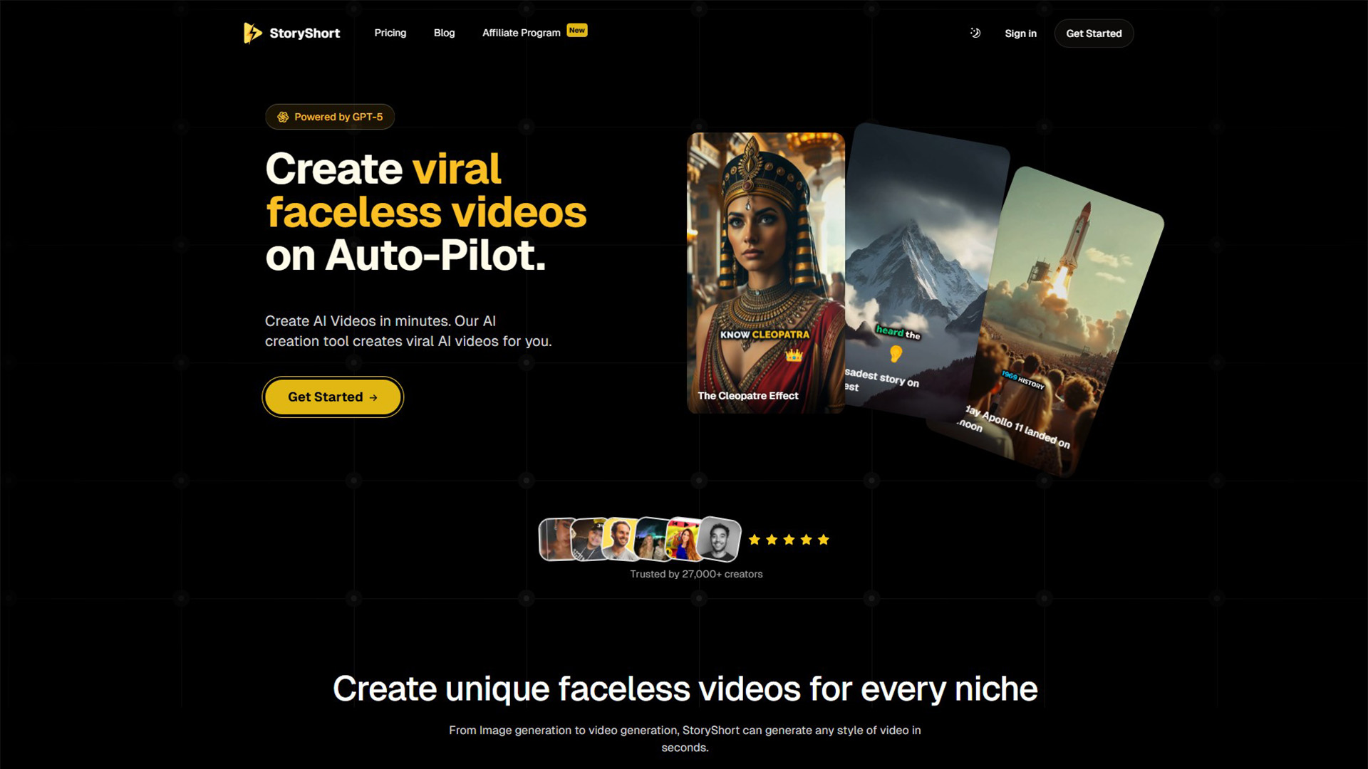 StoryShort | Faceless AI Video Generator | AllAIWebsite