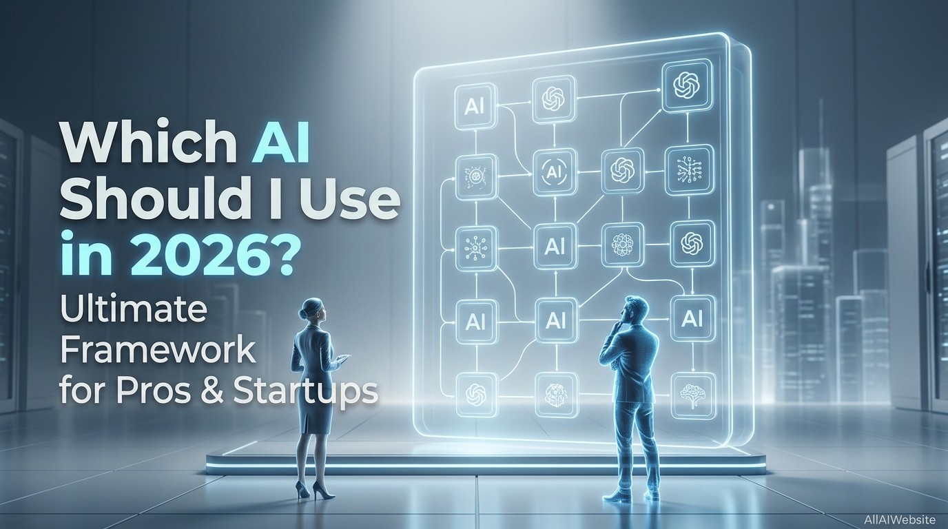 Two business professionals stand in a server room looking at a glowing blue transparent screen displaying a network of interconnected AI models | AllAIWebsite
